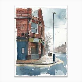Barking London Borough   Street Watercolour 4 Canvas Print