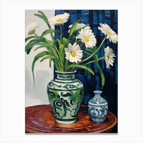 Flowers In A Vase Still Life Painting Oxeye Daisy 3 Canvas Print