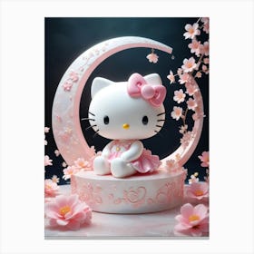 Hello Kitty On The Moon Canvas Print