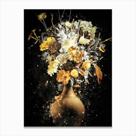 Golden Flowers In A Vase Canvas Print