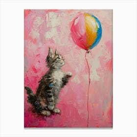 Cute Cat 5 With Balloon Canvas Print
