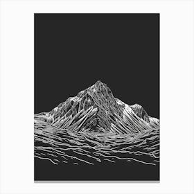 Beinn Ghlas Mountain Line Drawing 1 Canvas Print