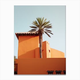 Orange House With Palms Retro Summer Photography 0 Canvas Print