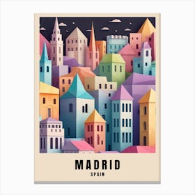 Madrid City Travel Poster Spain Low Poly (2) Canvas Print