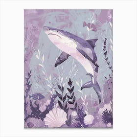Purple Angel Shark Watercolour Illustration Canvas Print