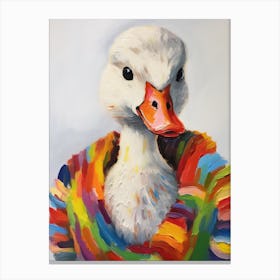 Baby Animal Wearing Sweater Swan 4 Canvas Print