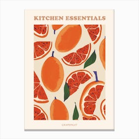 Grapefruit Abstract Pattern Illustration Poster 3 Canvas Print