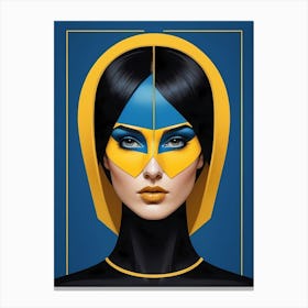 Geometric Woman Portrait Pop Art Fashion Yellow (12) Canvas Print