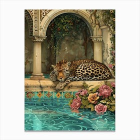 Leopard And Roses Canvas Print