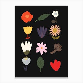 Flowers In Black Canvas Print