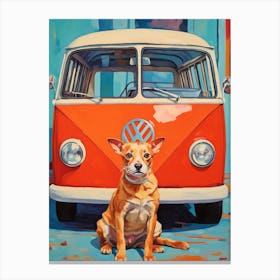 Volkswagen Type 2 Vintage Car With A Dog, Matisse Style Painting 2 Canvas Print