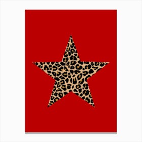 Leopard Star on Red Toile