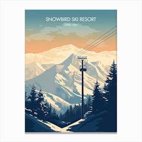 Poster Of Snowbird Ski Resort   Utah, Usa, Ski Resort Illustration 0 Canvas Print