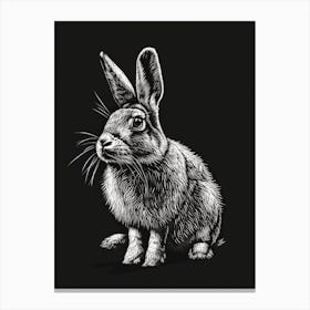 Florida White Blockprint Rabbit Illustration 4 Canvas Print