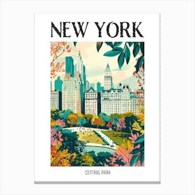 Central Park New York Colourful Silkscreen Illustration 2 Poster Canvas Print