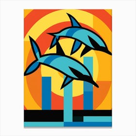 Dolphin Abstract Pop Art 7 Canvas Print