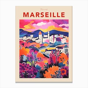 Marseille France 7 Fauvist Travel Poster Canvas Print