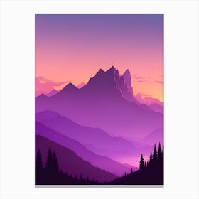 Misty Mountains Vertical Composition In Purple Tone 50 Canvas Print