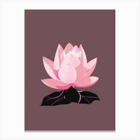 A Pink Lotus In Minimalist Style Vertical Composition 41 Canvas Print