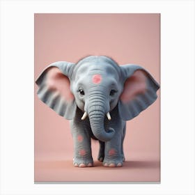 Cute Baby Elephant Nursery Ilustration (4) Canvas Print