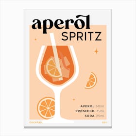 Aperol Spritz in Peach Cocktail Recipe Canvas Print
