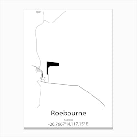 Roebourne,Australia Minimalist Map Canvas Print