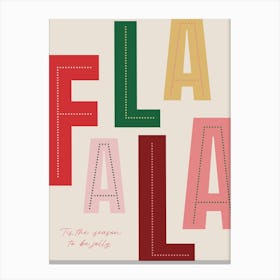 FaLaLa Christmas Vintage Colourful Festive Artwork  Canvas Print