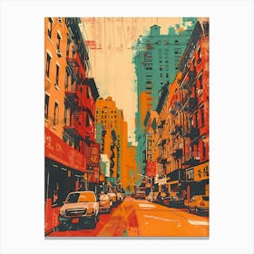 Chinatown New York Colourful Silkscreen Illustration 1 Canvas Print