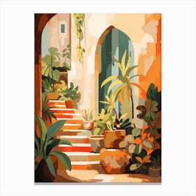 Of A House With Potted Plants Canvas Print