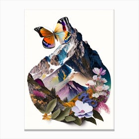 Apollo Butterfly In Mountain Landscape Decoupage 1 Canvas Print