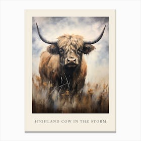 Highland Cow In The Storm Canvas Print