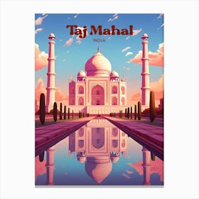 Taj Mahal India Mausoleum Travel Art Canvas Print