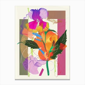 Sweet Pea 4 Neon Flower Collage Canvas Print