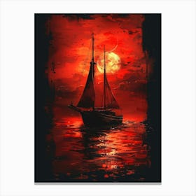 Sailboat At Sunset Canvas Print