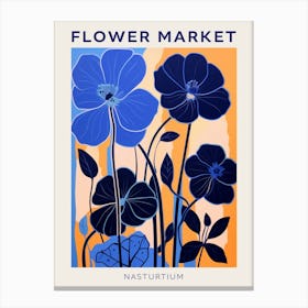 Blue Flower Market Poster Nasturtium 3 Canvas Print