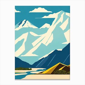Mount Hutt, New Zealand Midcentury Vintage Skiing Poster Canvas Print