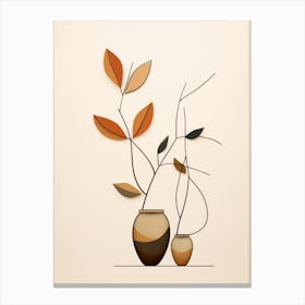 Two Vases With Leaves 2 Canvas Print