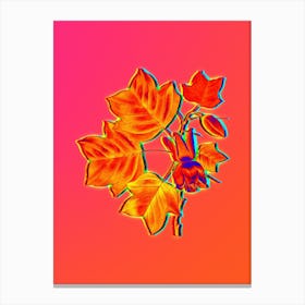 Neon Tulip Tree Botanical in Hot Pink and Electric Blue Canvas Print