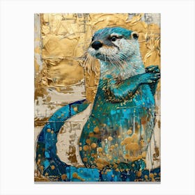 Otter Gold Effect Collage 2 Canvas Print