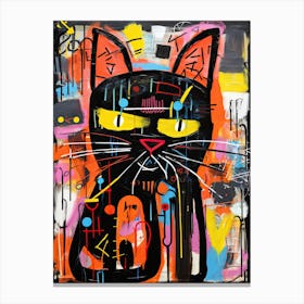 Cat Noir Chronicles: Basquiat's style Street Art Passion Canvas Print