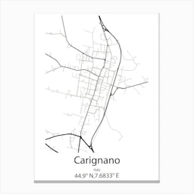 Carignano,Italy Minimalist Map Lienzo