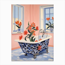 A Bathtube Full Of Bluebell In A Bathroom 2 Canvas Print