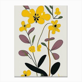 Sticky Monkeyflower Wildflower Modern Muted Colours Canvas Print