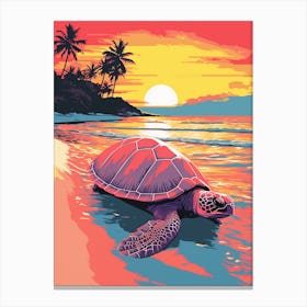 Colour Pop Sea Turtle On The Beach 1 Canvas Print
