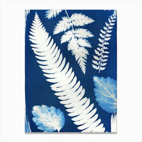 Botanical Leaf Cyanotype Blue Canvas Print