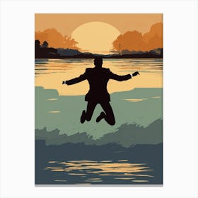 Man Jumping In Water Canvas Print