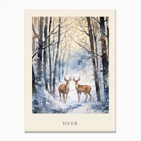 Winter Watercolour Deer 4 Poster Canvas Print
