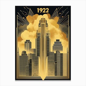 Aihrgdesign A Vintage Poster Showcasing Art Deco Architecture 492866ee 6d8b 4dca A2ba 7418d31721ff 3 Canvas Print