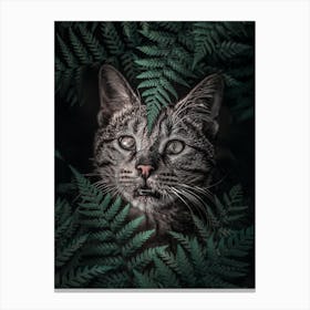 Meow Cat in Ferns Canvas Print