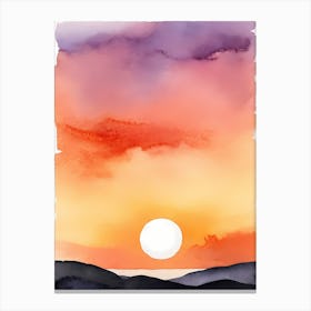 Minimalist Sunset Watercolor Painting (3) Canvas Print